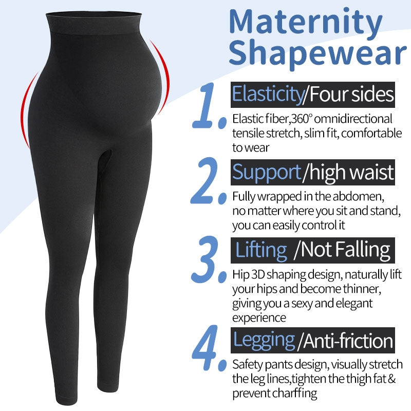ChicLeg™ high-waist shaping maternity leggings in black — front view