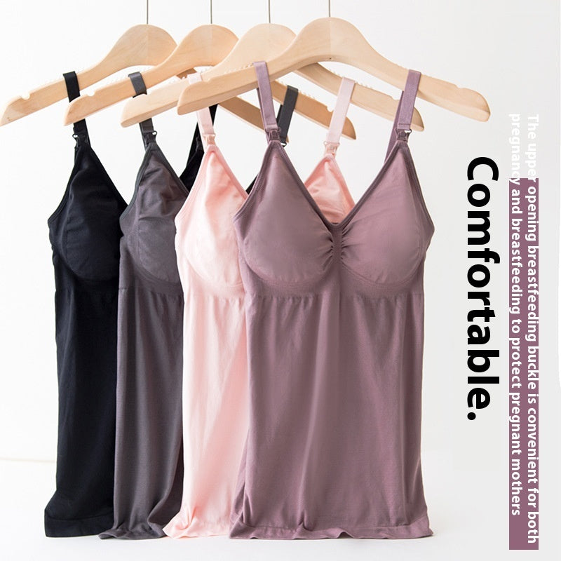 ChicVest™ nursing camisole in black — front product view
