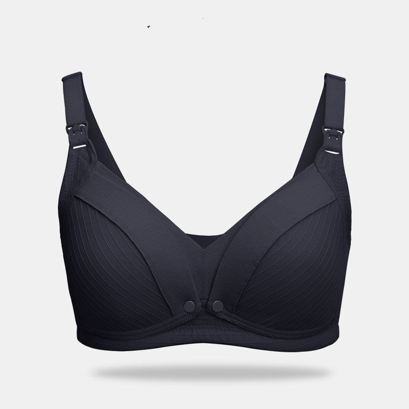 ChicSoft™ wire-free nursing bra in black — front product view