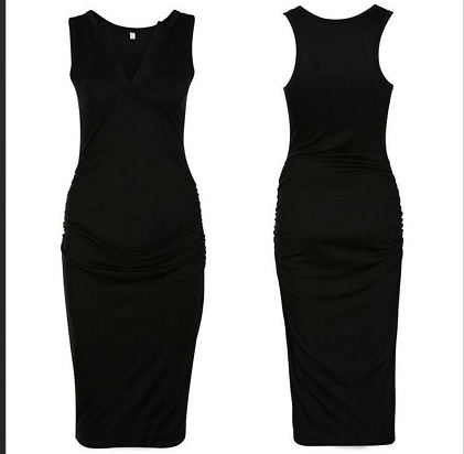 ChicDress™ maternity dress back view, smooth stretch fit