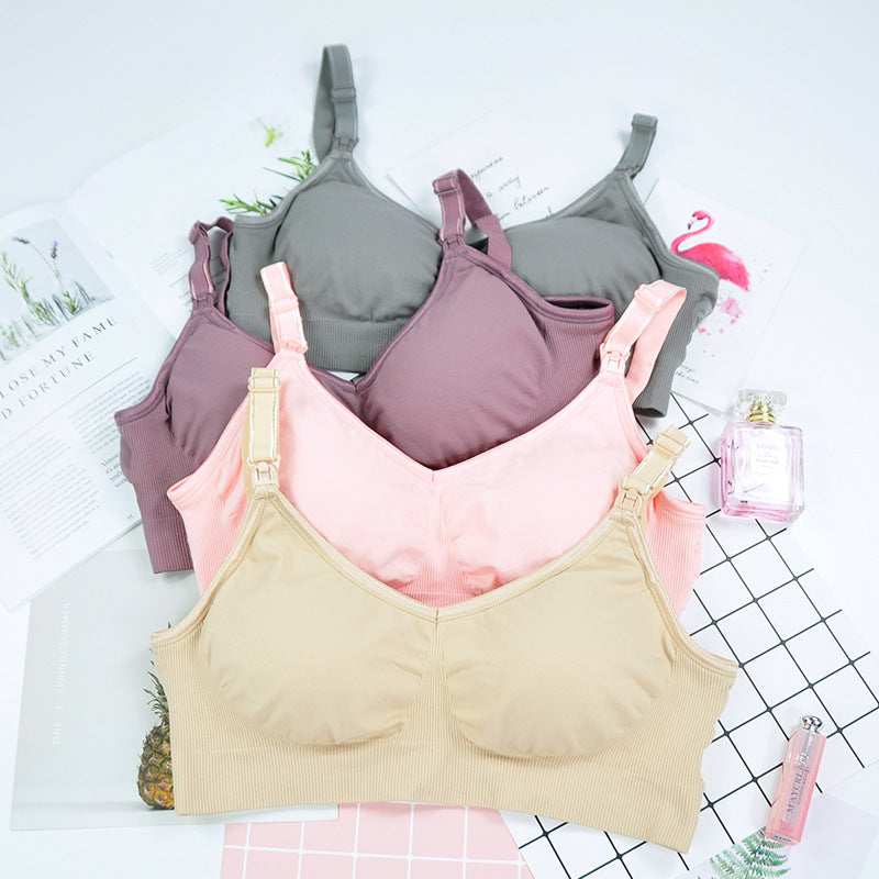 ChicCross™ seamless nursing bra in pink — front product view