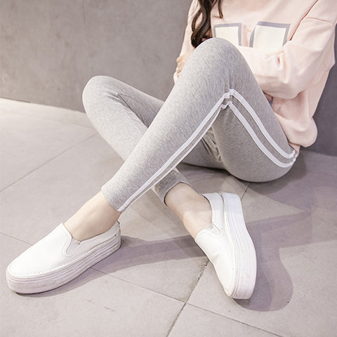 ChicStripe™ active leggings in dark grey — front view