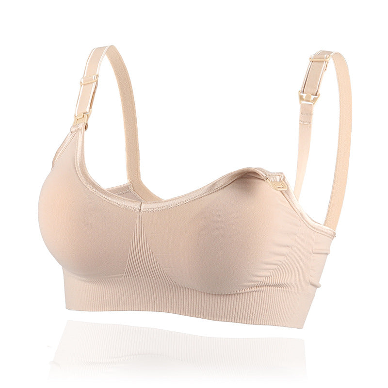 ChicCross™ seamless nursing bra in grey — front product view