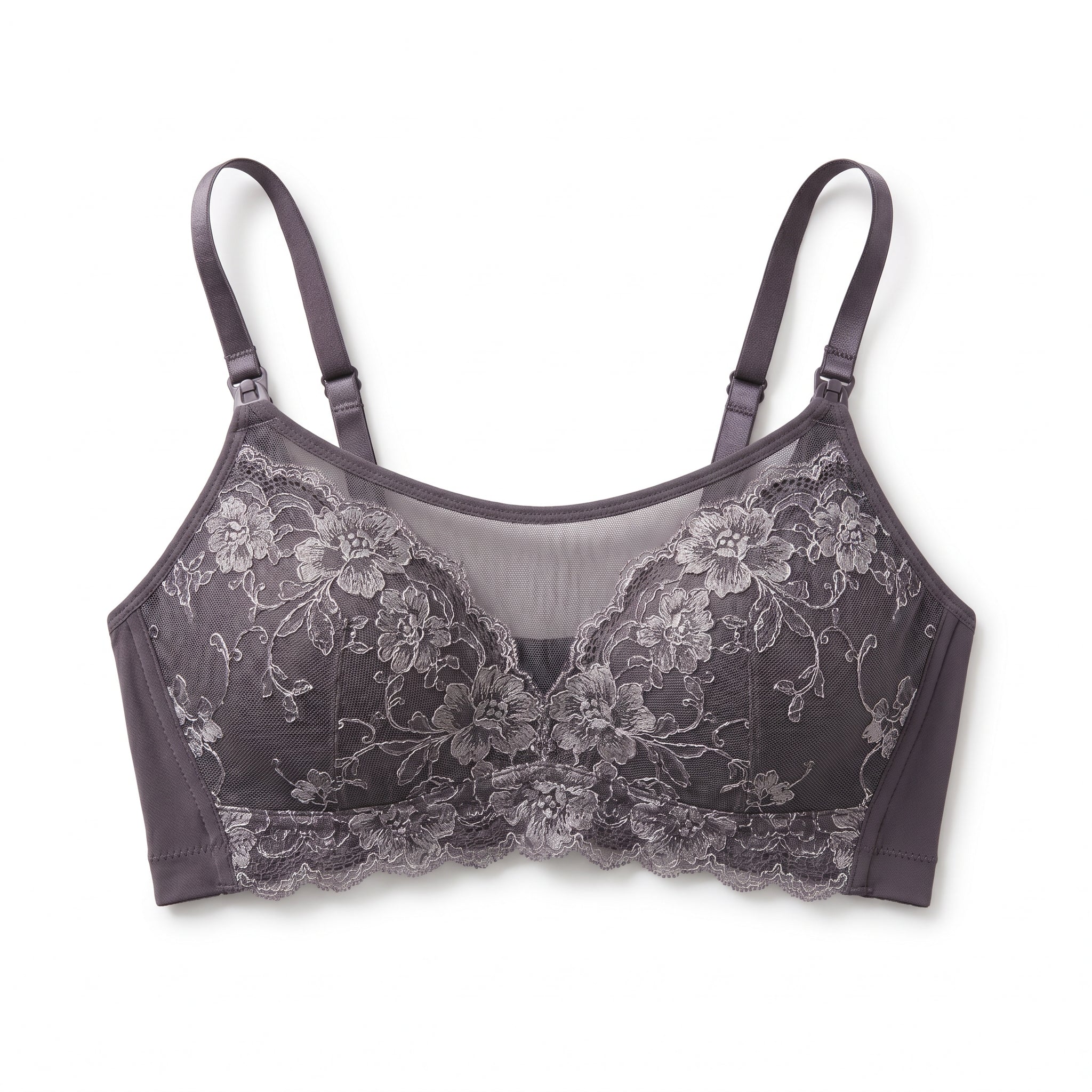 ChicLace™ cotton lace nursing bra in nude — lifestyle view