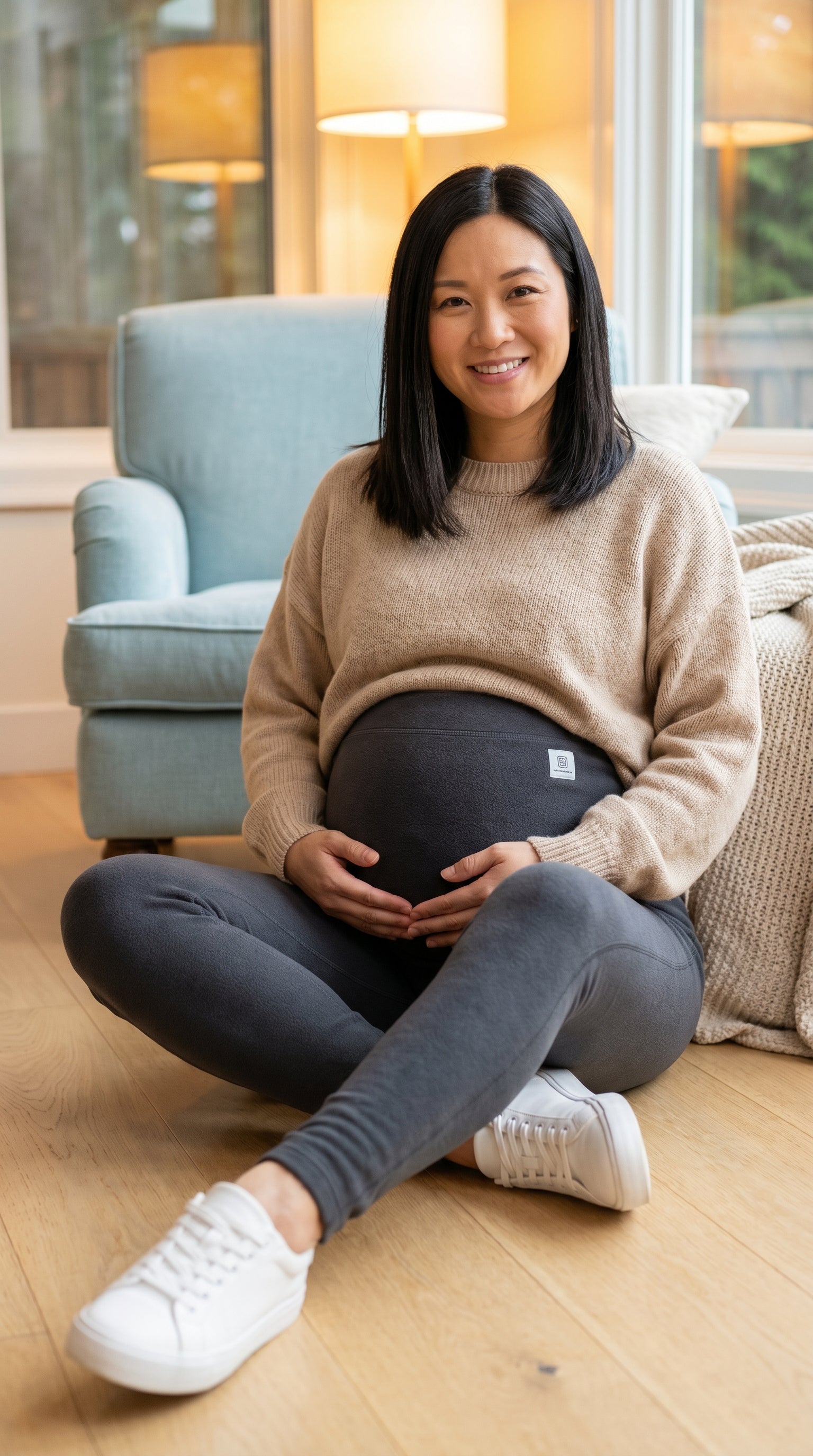 ChicFleece™ fleece-lined maternity leggings on model — lifestyle view