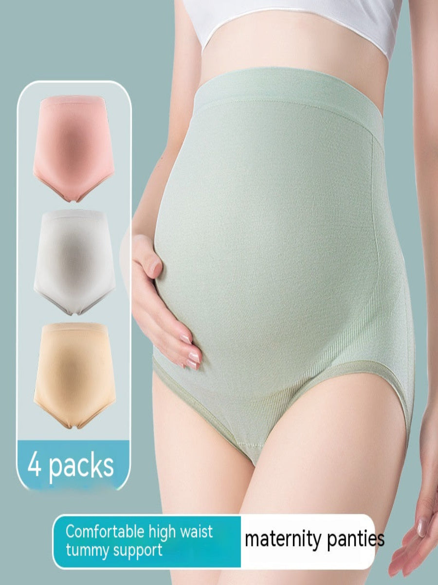Pregnant woman wearing ChicPack™ belly support underwear 4-pack, premium editorial
